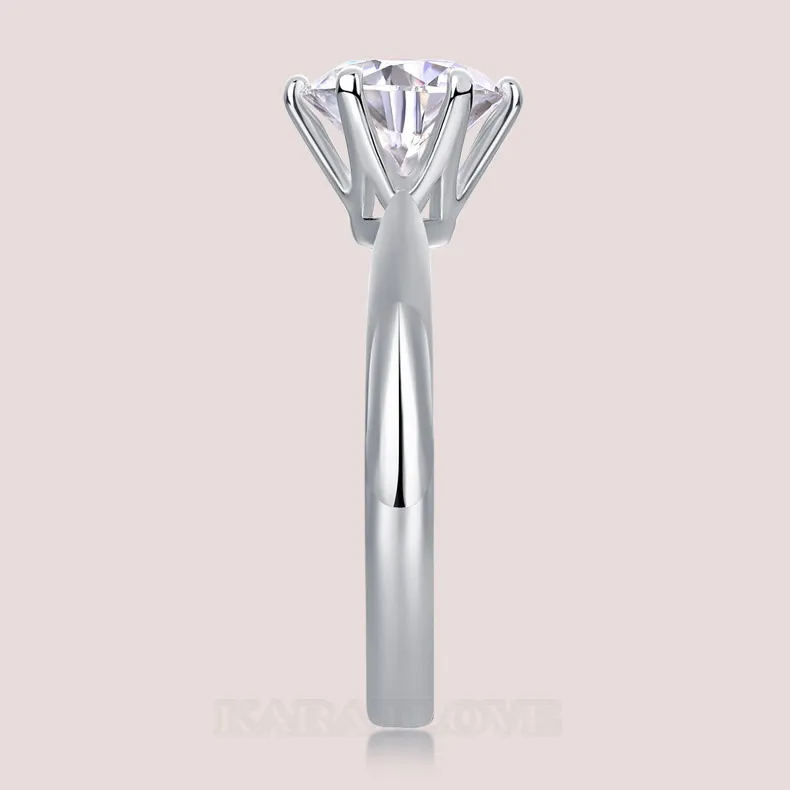 Bague de fiançailles solitaire en argent sterling 925 et diamant moissanite de taille ronde
