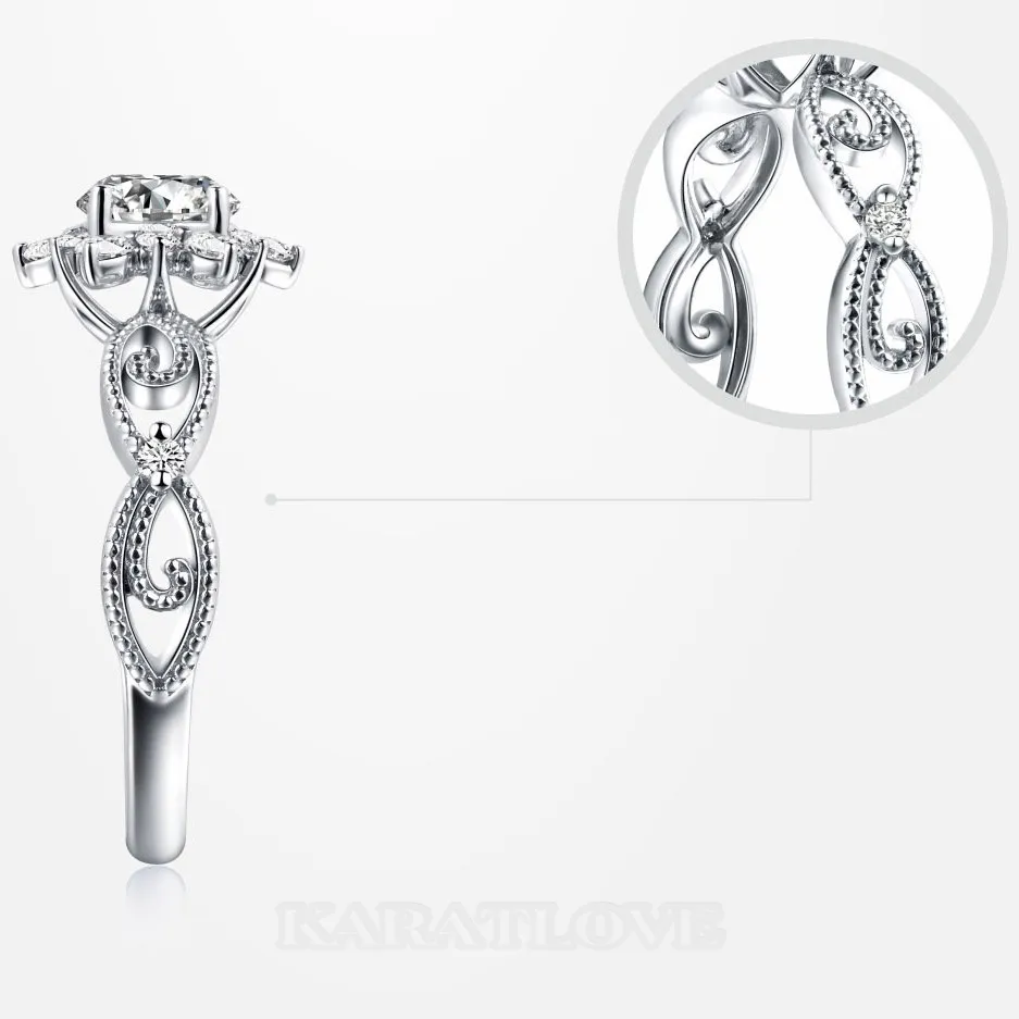 Bague de fiançailles en argent sterling 925 et diamant de moissanite de taille ronde