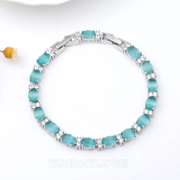 Bracelet de cristal cyan