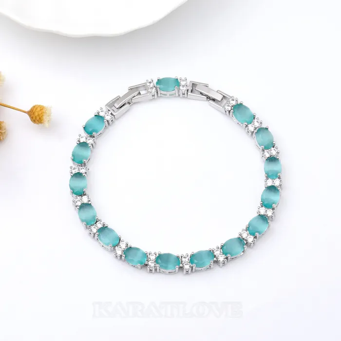 Bracelet de cristal cyan