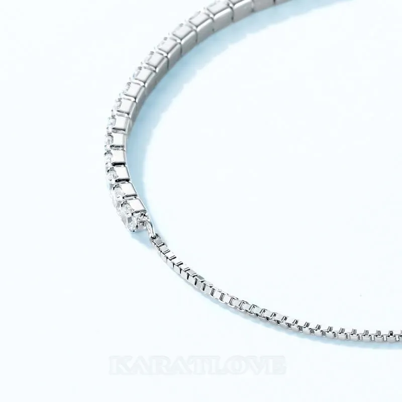 Bracelet réglable en argent sterling 925 avec diamant rond et blanc
