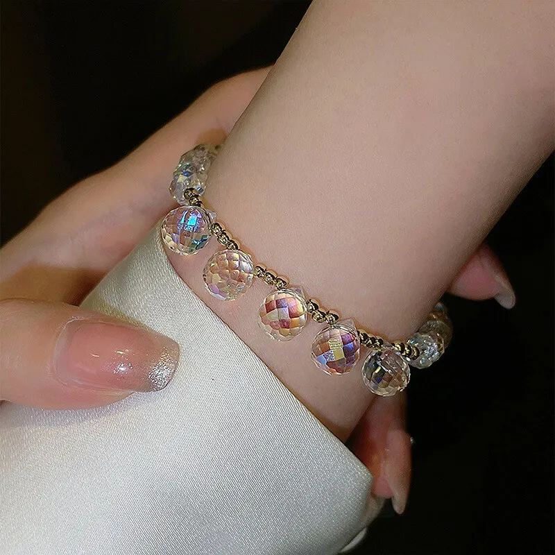 Bracelet de quartz de cristal en or jaune 10.6 pouces