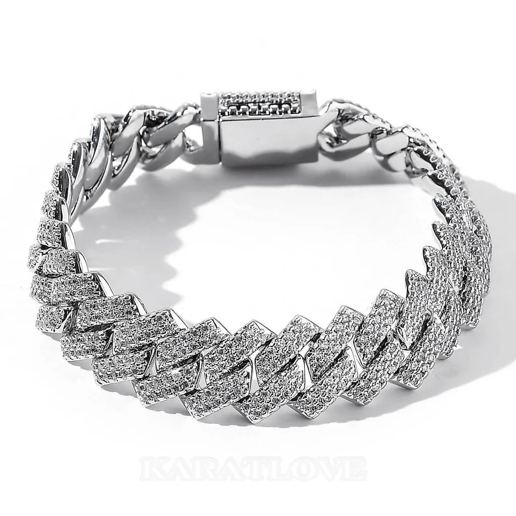Hip hop bracelet cubain plaqué or 18k diamant blanc