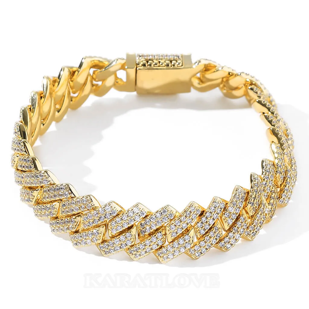 Hip hop bracelet cubain plaqué or 18k diamant blanc