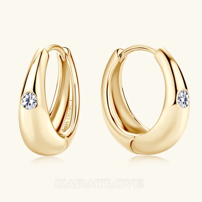 Boucles d'oreilles en argent sterling 925 avec diamants et or jaune blanc