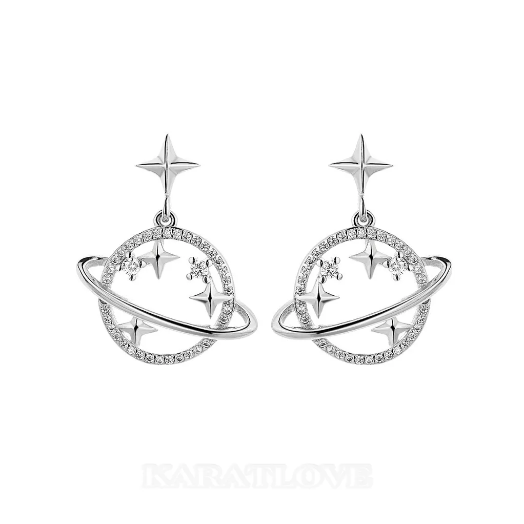 Pendants d'oreilles célestes plaqués platine