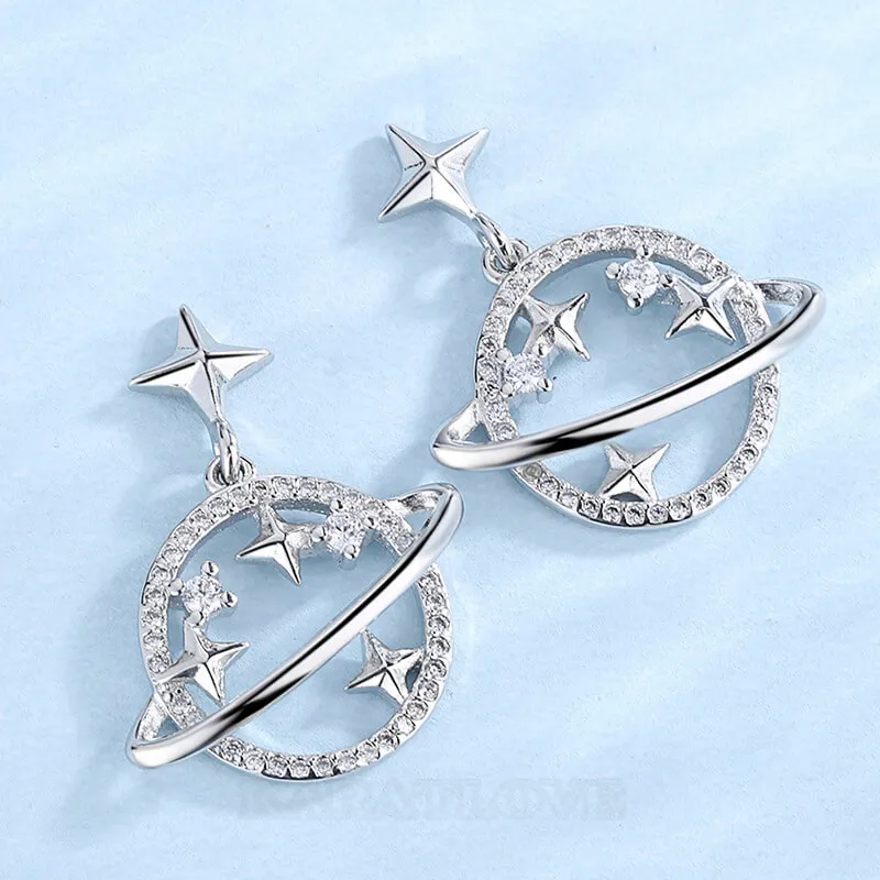 Pendants d'oreilles célestes plaqués platine