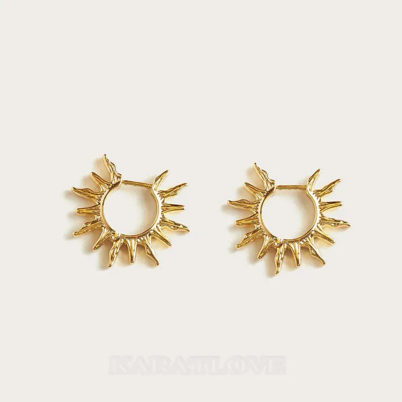Boucles d'oreilles soleil en plaqué or 18k