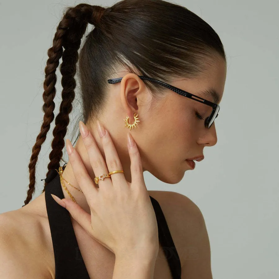 Boucles d'oreilles soleil en plaqué or 18k