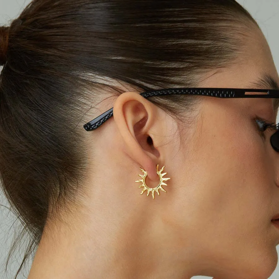 Boucles d'oreilles soleil en plaqué or 18k