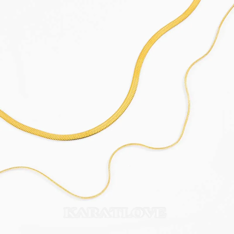 Collier 2 couches en titane et or jaune de 17 pouces