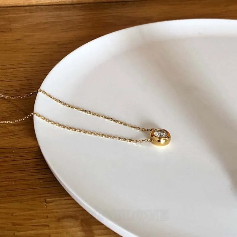 Collier de diamants ronds en argent 925 et or jaune 17