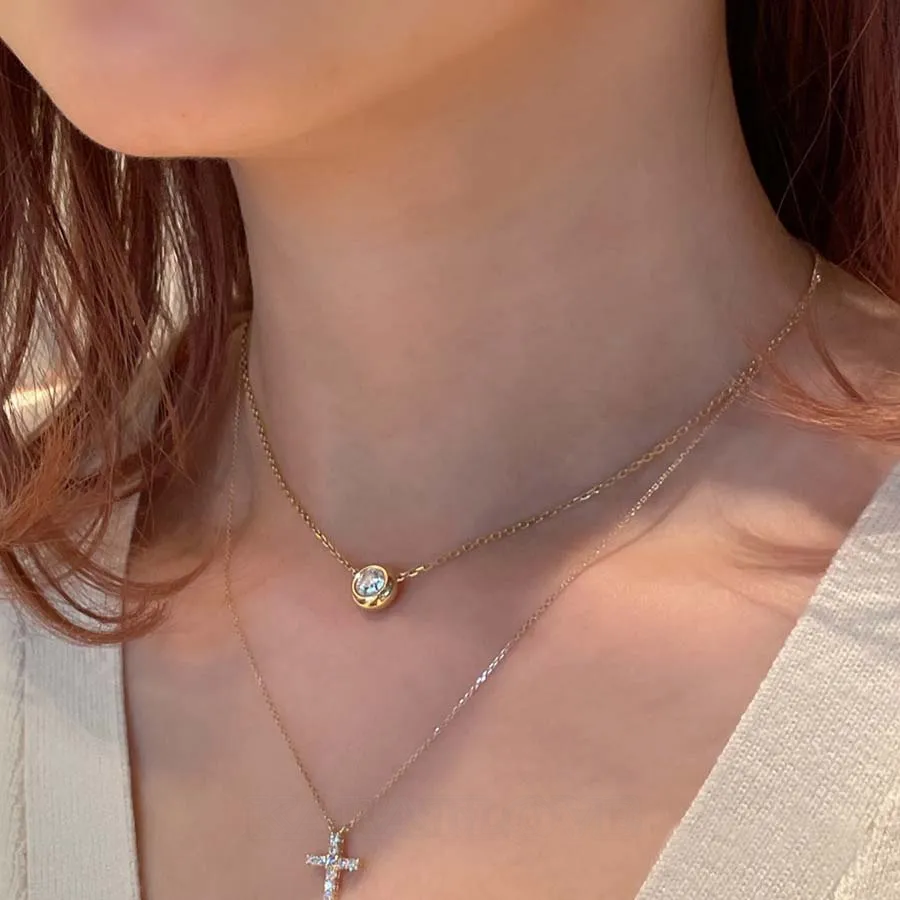 Collier de diamants ronds en argent 925 et or jaune 17
