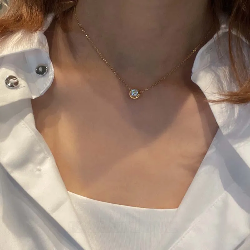 Collier de diamants ronds en argent 925 et or jaune 17