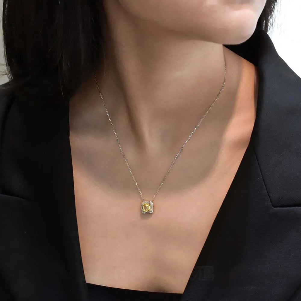 Collier asscher citrine jaune en argent 925 collier de 16" en argent 925