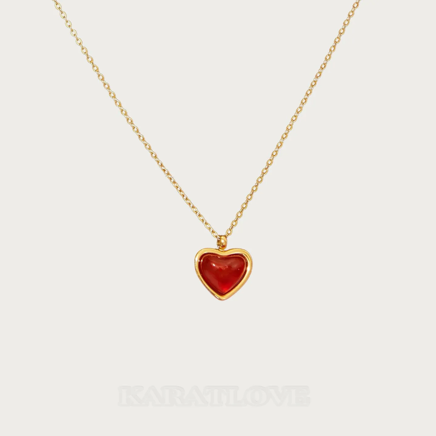 Collier coeur cornaline plaqué or 18k