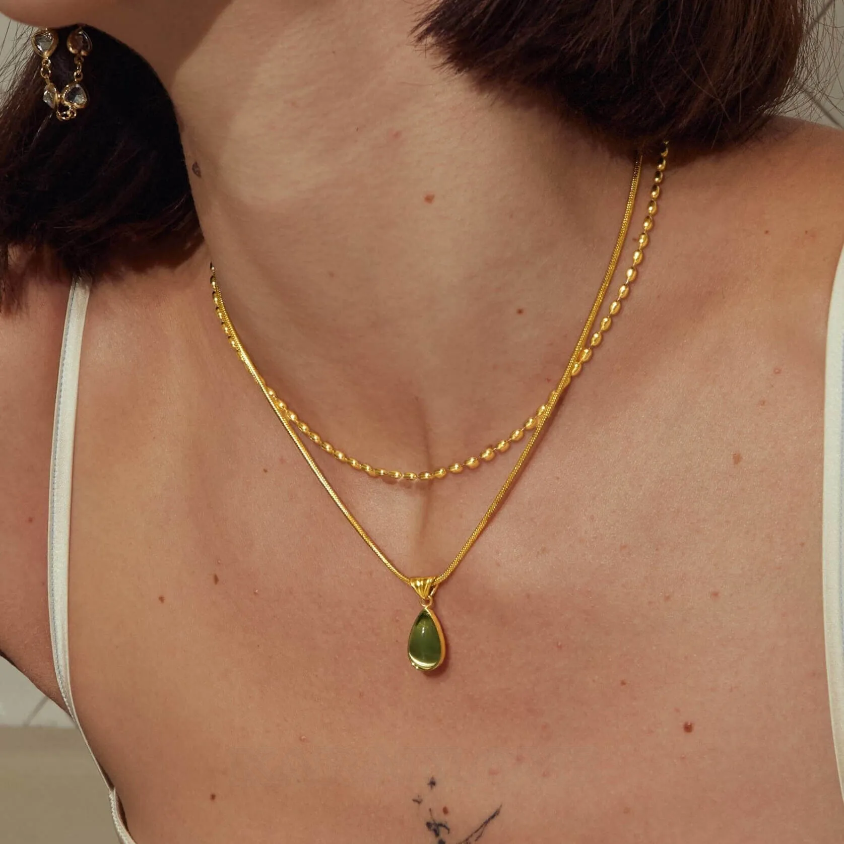 Collier goutte d'eau en plaqué or 18k