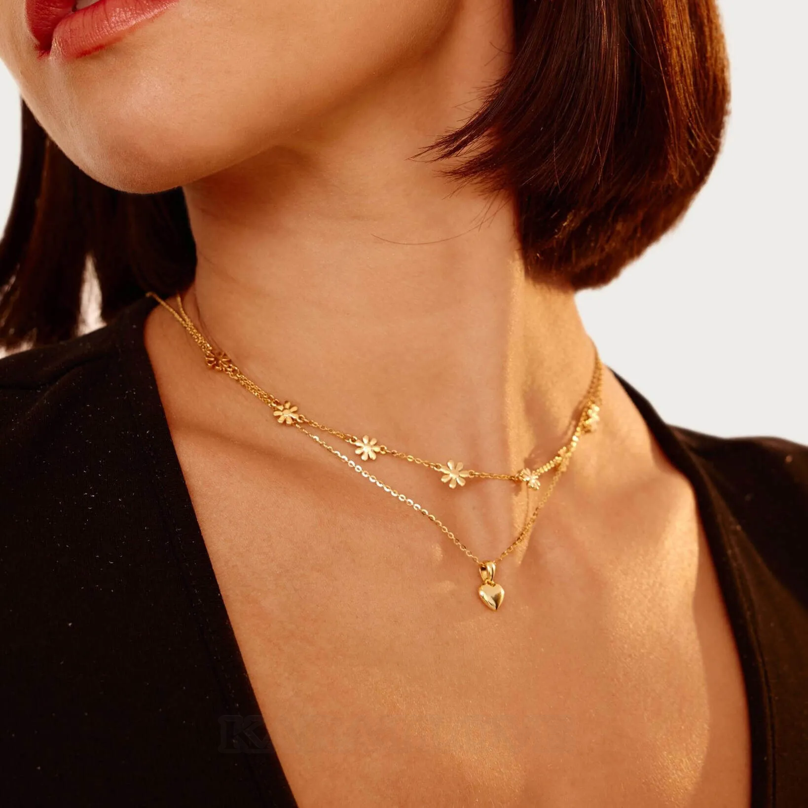 Collier coeur en argent 925 plaqué or 18k