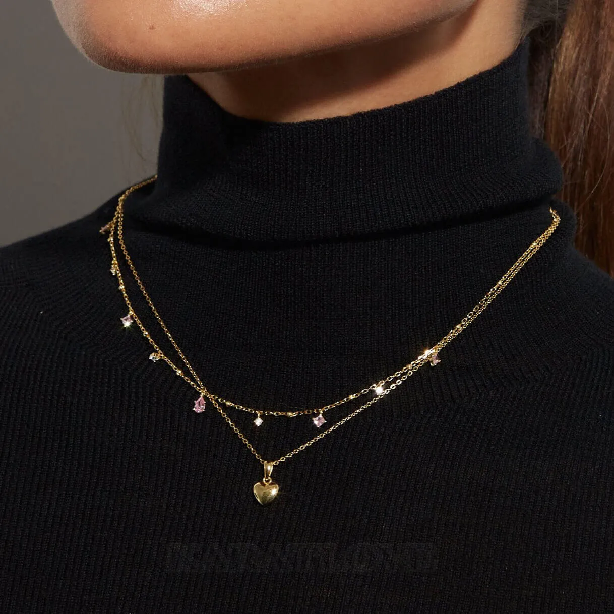 Collier coeur en argent 925 plaqué or 18k