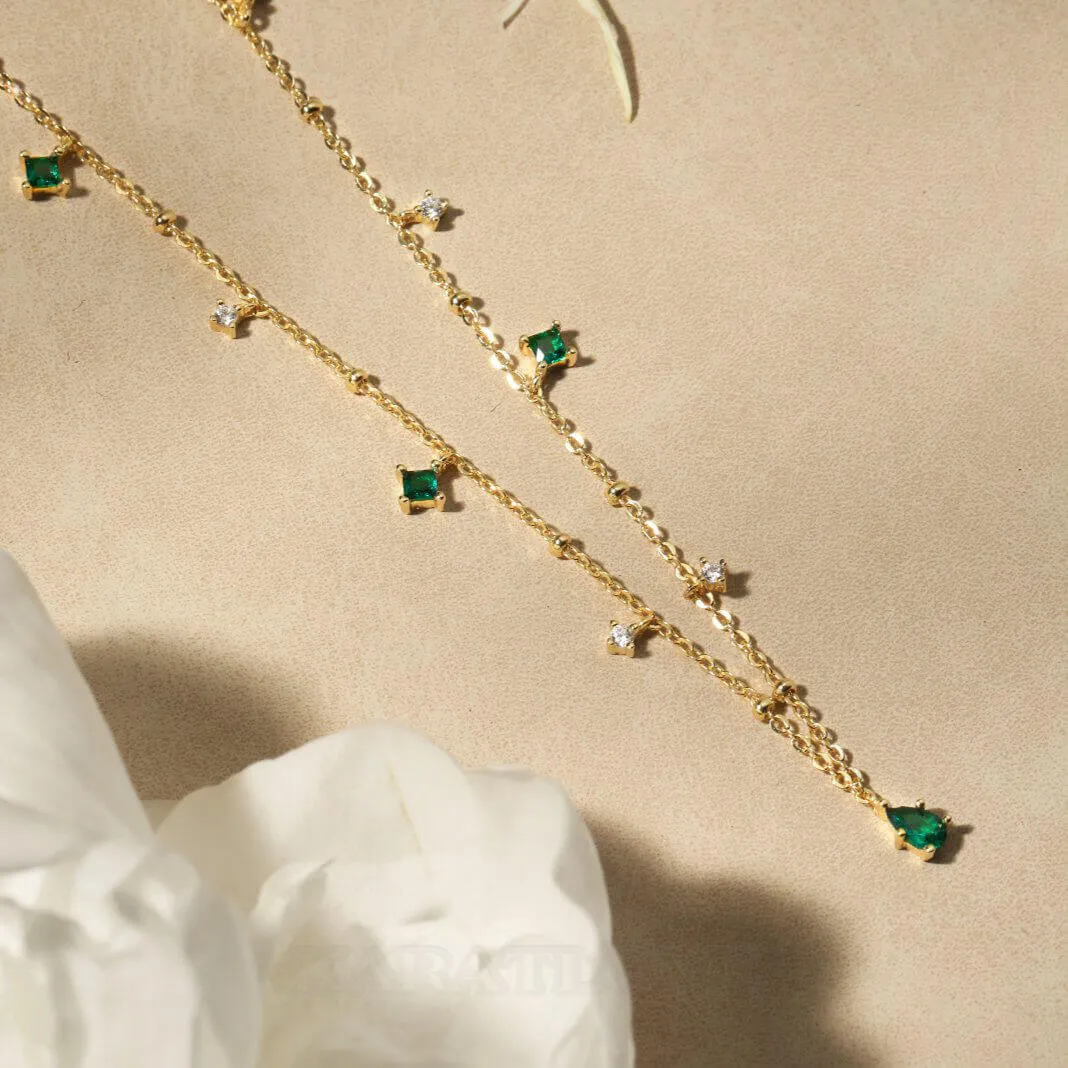 Collier vert émeraude en argent 925 plaqué or 18k