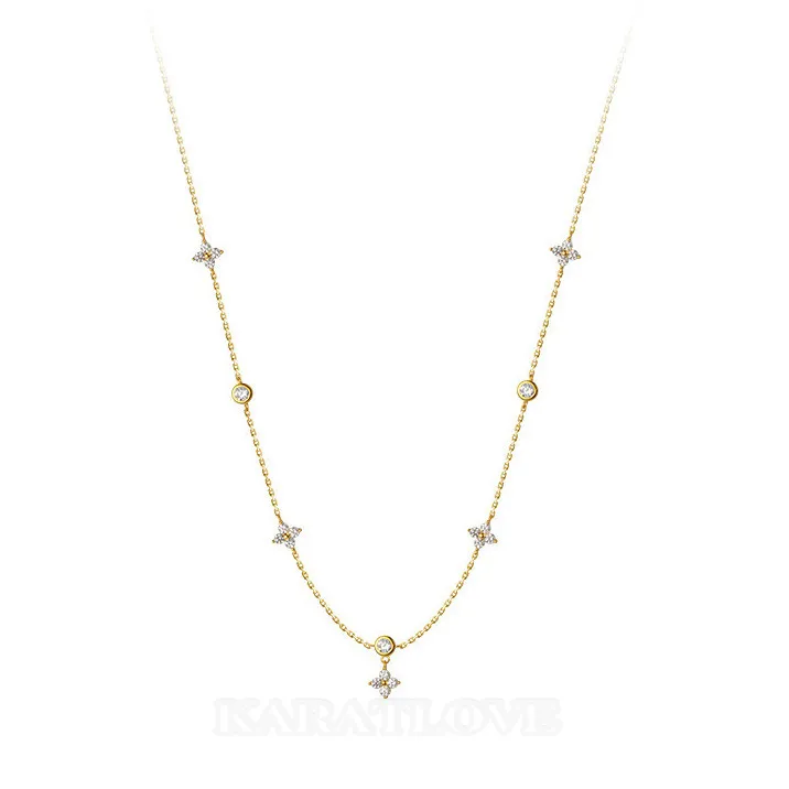 Collier trèfle chanceux en argent 925 plaqué or 18k