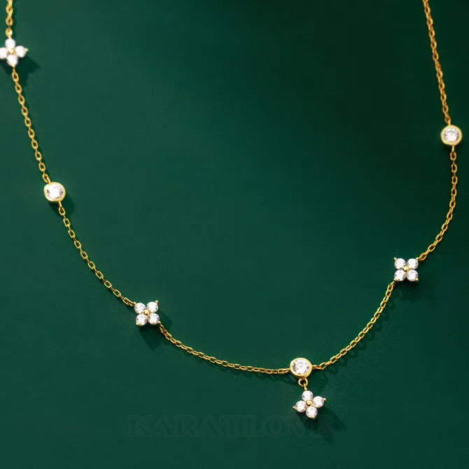 Collier trèfle chanceux en argent 925 plaqué or 18k
