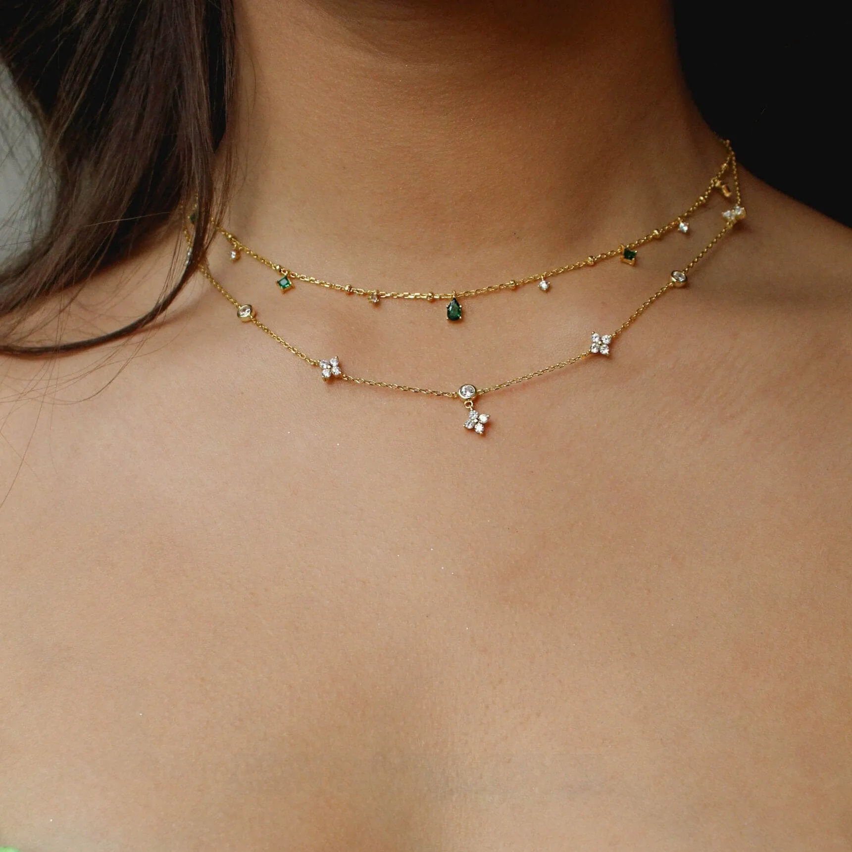 Collier trèfle chanceux en argent 925 plaqué or 18k