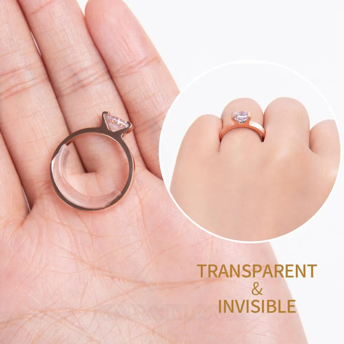 Ajusteur de taille de bague invisible en résine pour toute bague non sertie