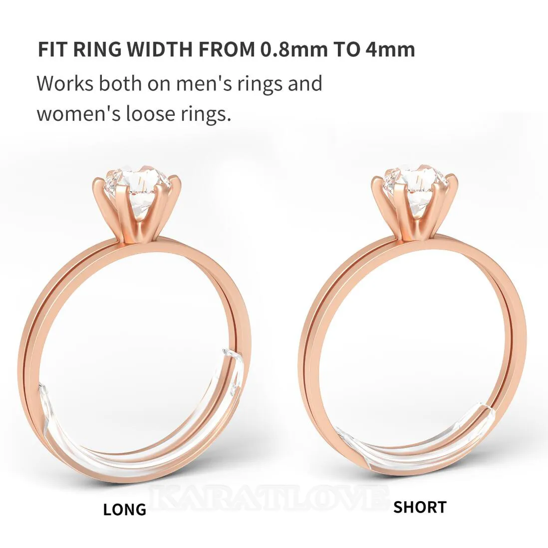 Ajusteur de taille de bague invisible en résine pour toute bague non sertie