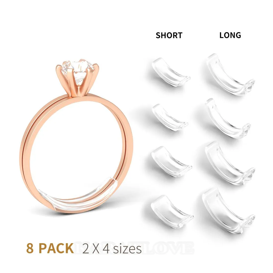 Ajusteur de taille de bague invisible en résine pour toute bague non sertie