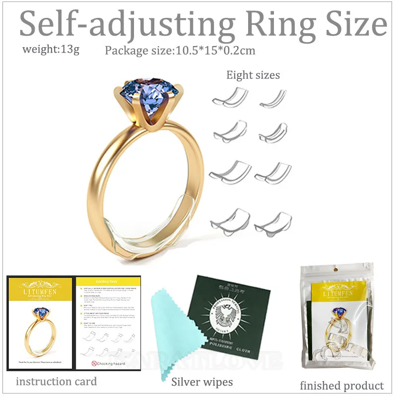 8pcs résine invisible ajusteur de taille de bague pour bague libre