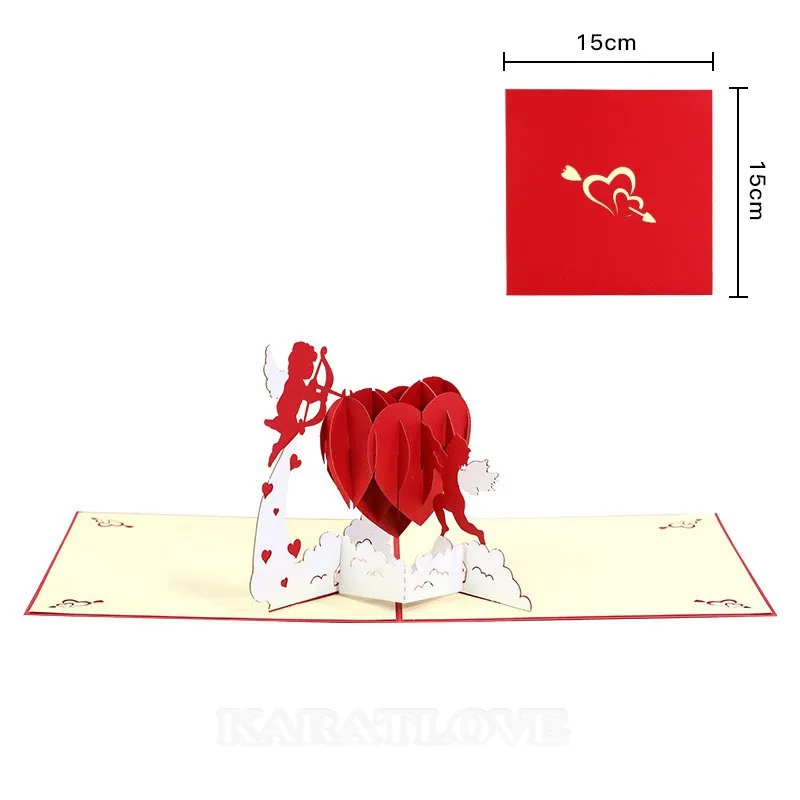 Flèche de cupidon carte de vœux tridimensionnelle pour les fêtes