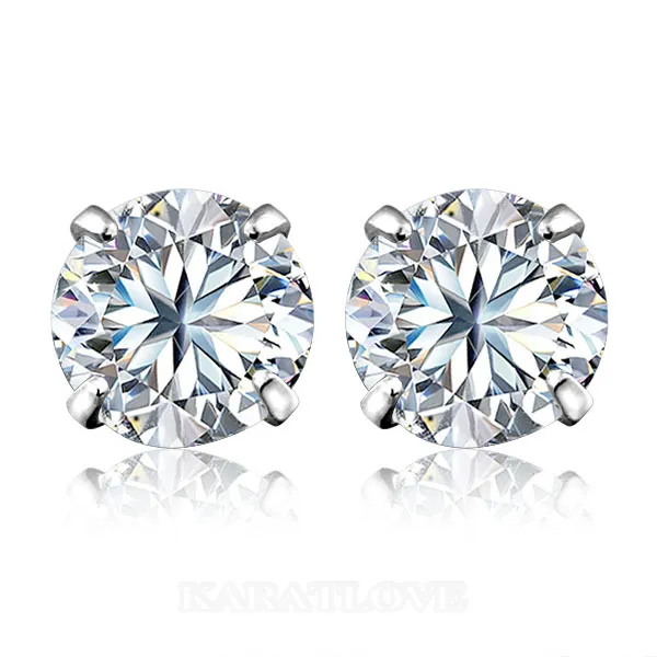 Boucles d'oreilles en argent sterling avec diamant blanc de 8 mm