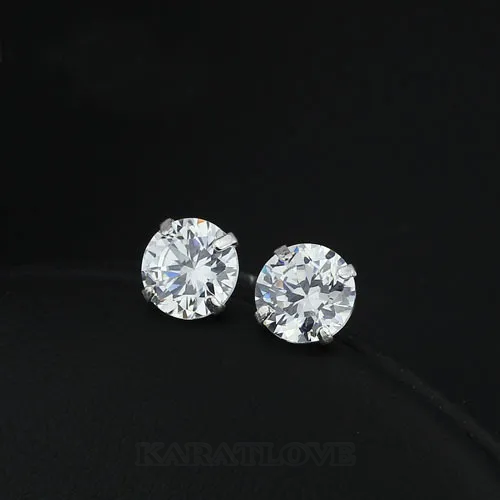 Boucles d'oreilles en argent sterling avec diamant blanc de 8 mm