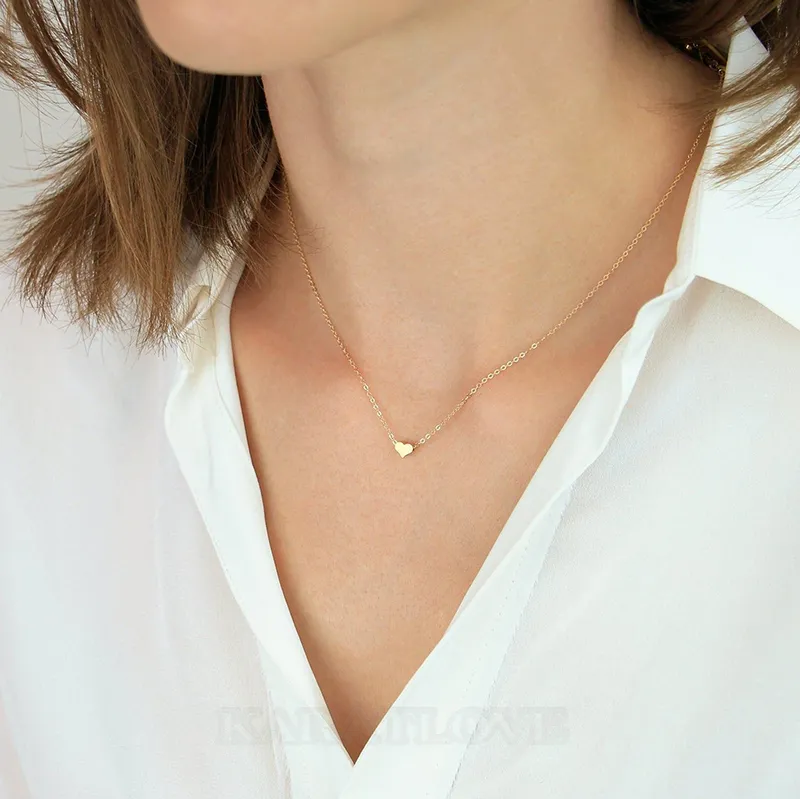 Collier minimalist tiny heart en argent/or/rose gold titanium heart necklace