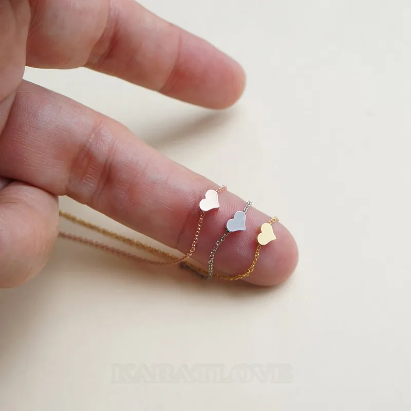 Collier minimalist tiny heart en argent/or/rose gold titanium heart necklace