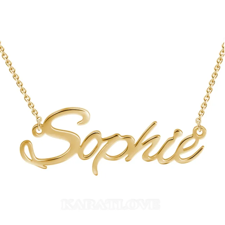Collier de nom personnalisé en argent sterling 925 et or jaune