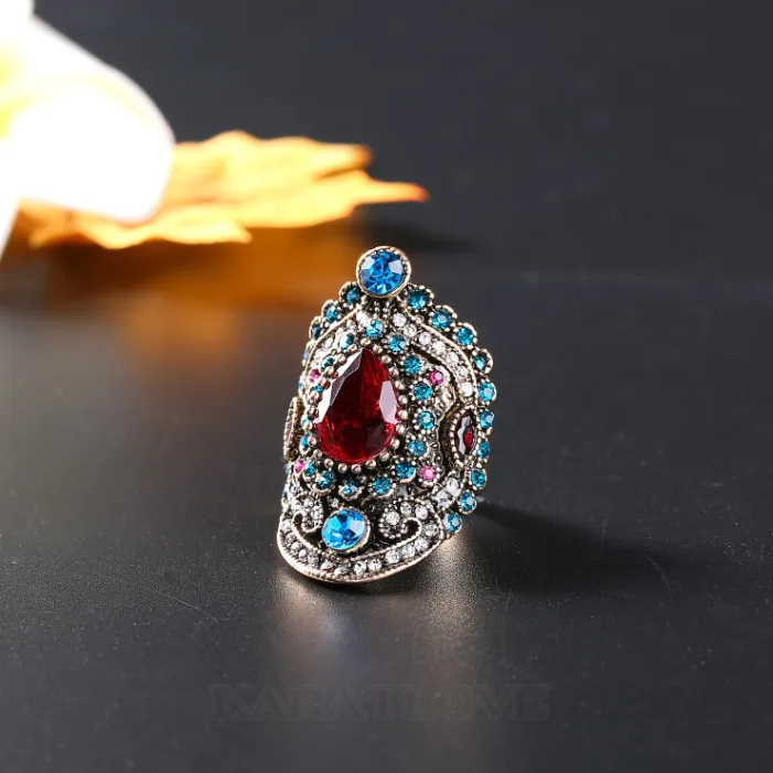 Bague rouge rubis et bleu saphir