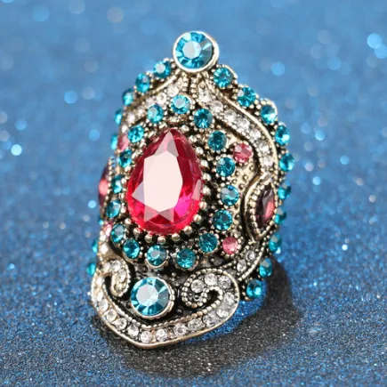 Bague rouge rubis et bleu saphir