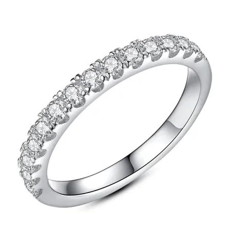 Anneau de mariage en argent sterling empilable avec diamant rond et blanc