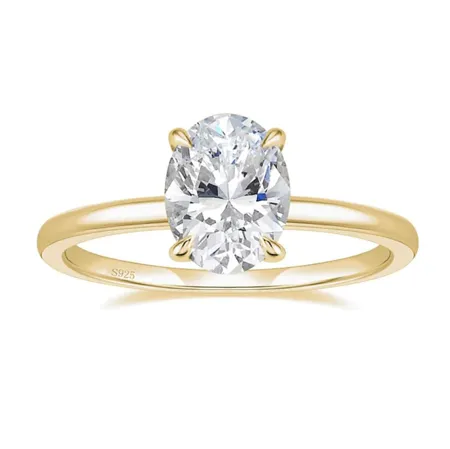 Bague de fiançailles solitaire en argent sterling blanc avec diamant ovale