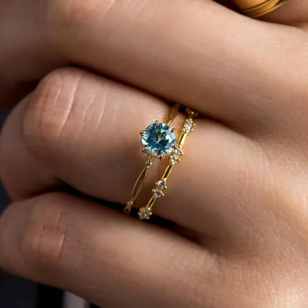 Aigue-marine ronde bleue en...