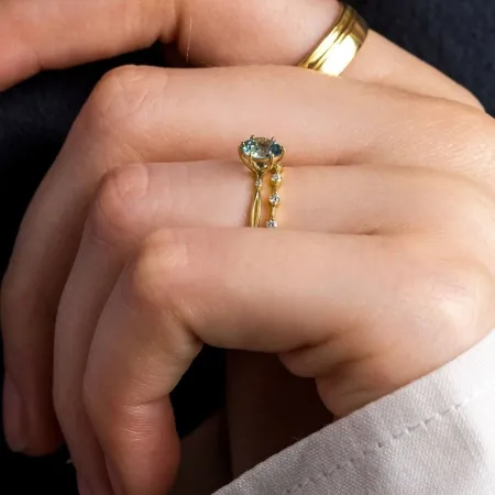 Aigue-marine ronde bleue en...