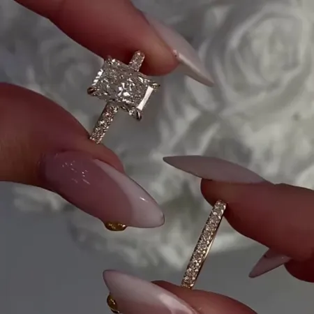 Anneau de mariage à halo caché en argent sterling 925 or jaune et diamant radiant blanc
