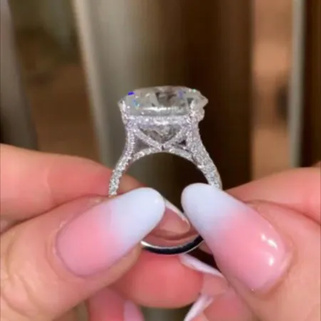 Bague de fiançailles en argent 925 diamant blanc taille ronde