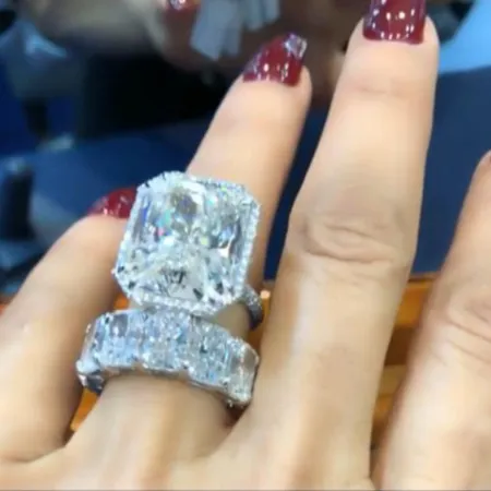 Parure de mariage 2 pièces en argent sterling 925 diamant blanc taille radiant