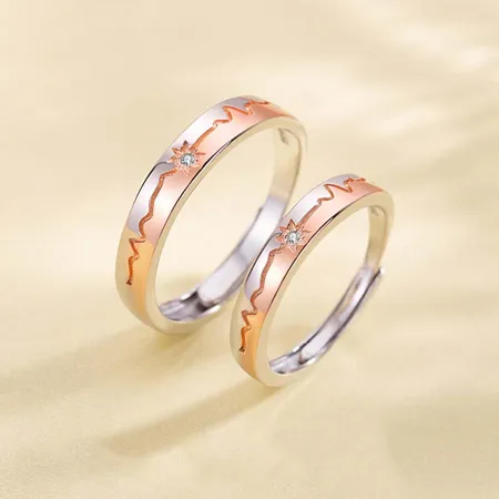 Bagues de couple en argent sterling avec diamant rond