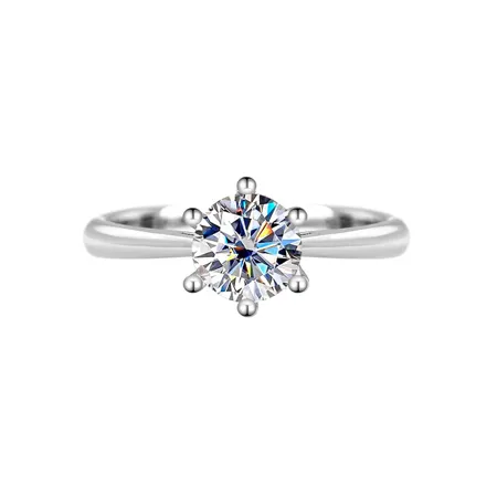 Bague de fiançailles solitaire en argent sterling 925 et diamant de moissanite de taille ronde