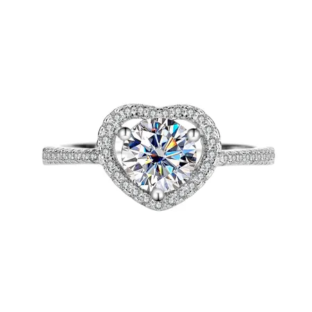 Bague de fiançailles en argent sterling 925 et diamant de moissanite de taille ronde