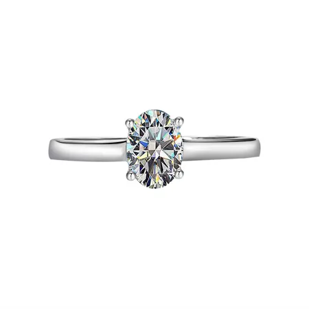 Bague de fiançailles solitaire en argent sterling 925 et diamant moissanite de taille ovale